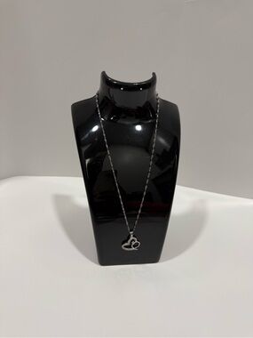 Double Heart Pendant Necklace in Silver Tone - Women Jewelry